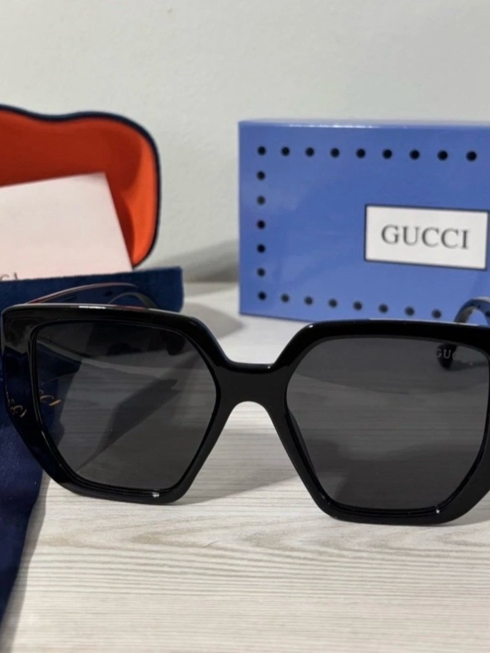 Gucci Women Black Oversized Square Sunglasses New with Box! - Picture 2 of 8